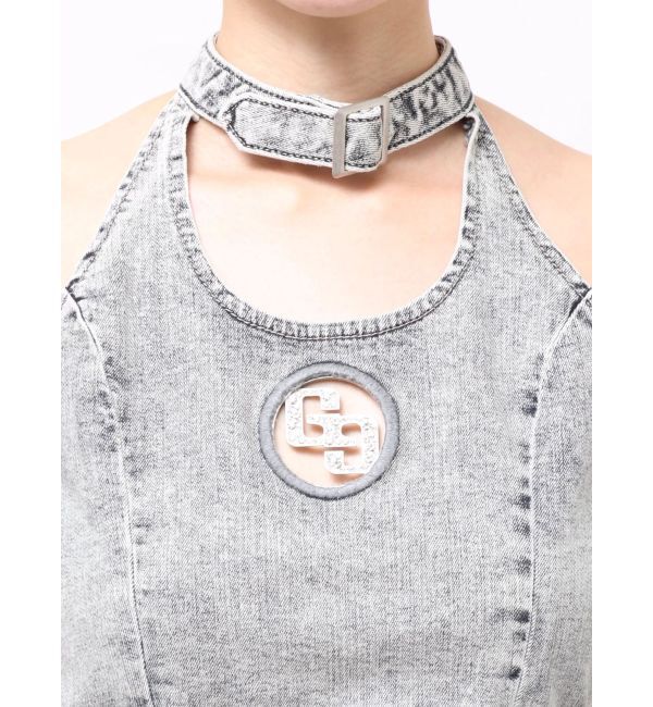 GYDA「GG bijou MOLDチョーカーデニムショートTOPS」|タンクトップ|