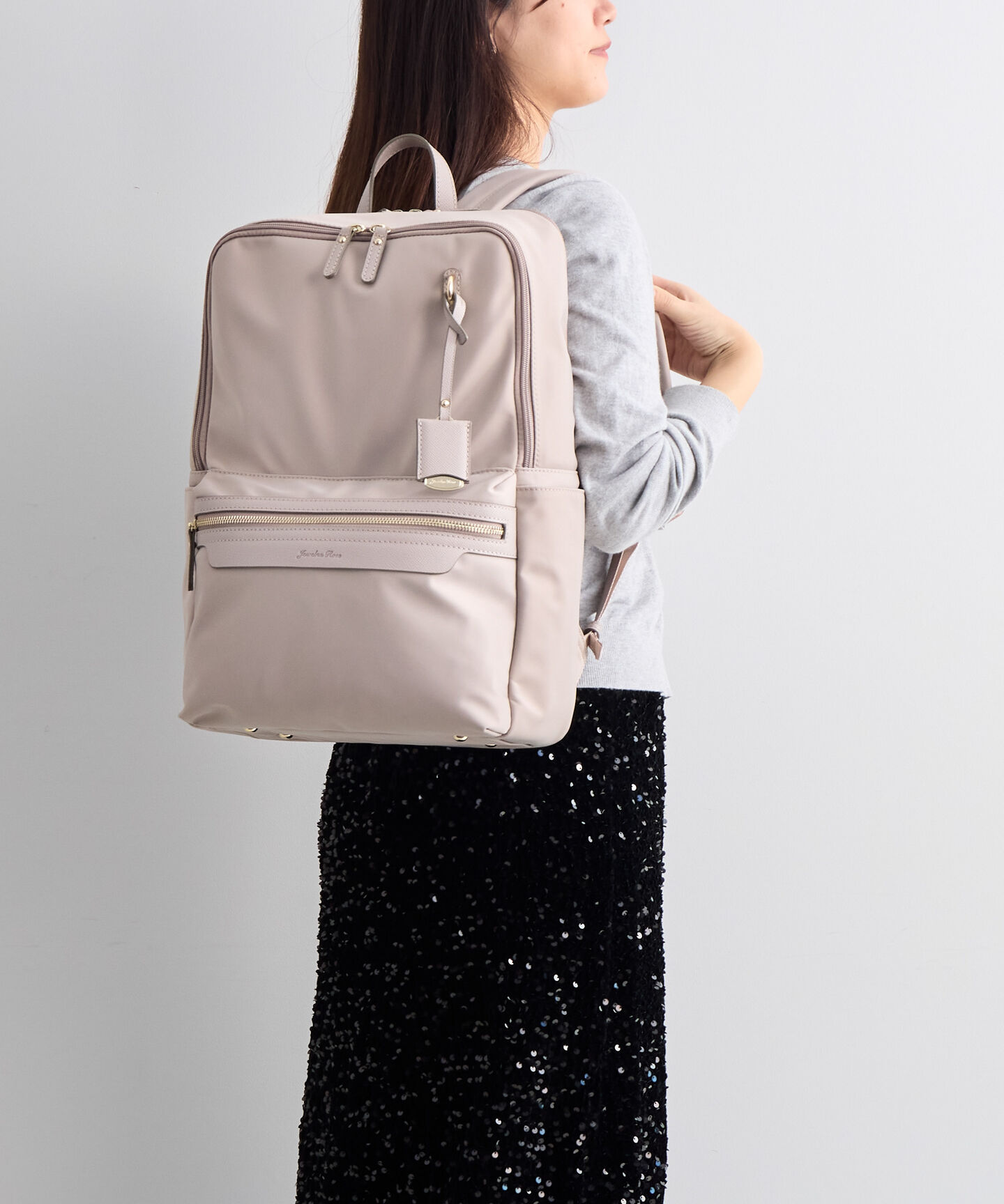 Jewelna Rose「ジュエルナローズ リモハピ リュックサック A4 PC収納 通勤  15.6インチ 10772」|リュック|モーヴグレー