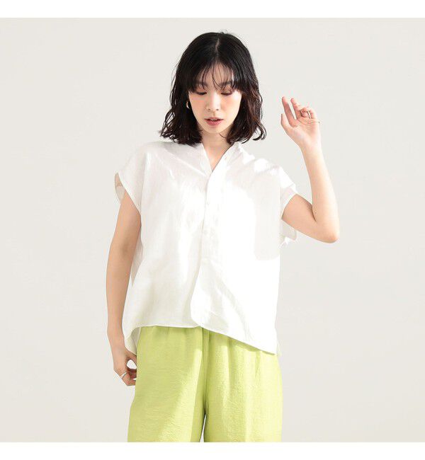 Demi-Luxe BEAMS 「TICCA / リネン フレンチスリーブ シャツ」|シャツ・ブラウス|WHITE
