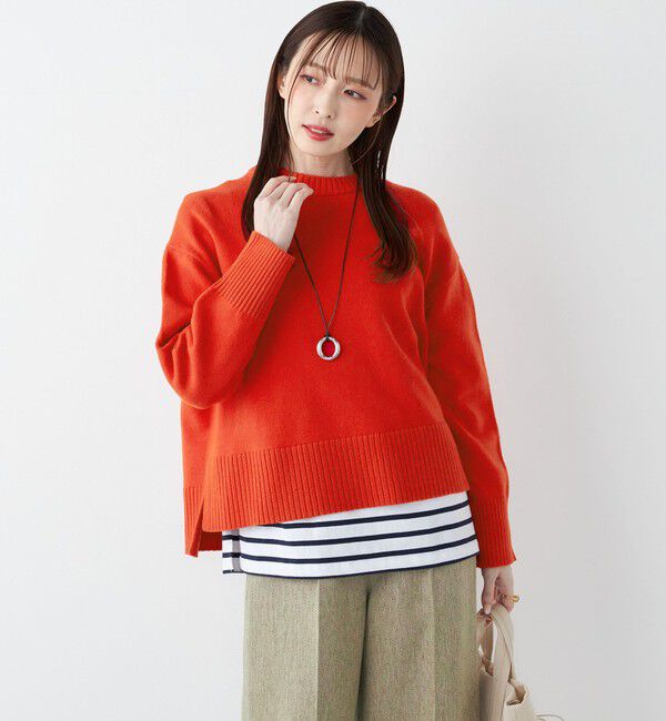 SHIPS Colors 「SHIPS Colors:〈手洗い可能〉フラッフィー クルーネック ニット◇」|ニット・セーター|オレンジ