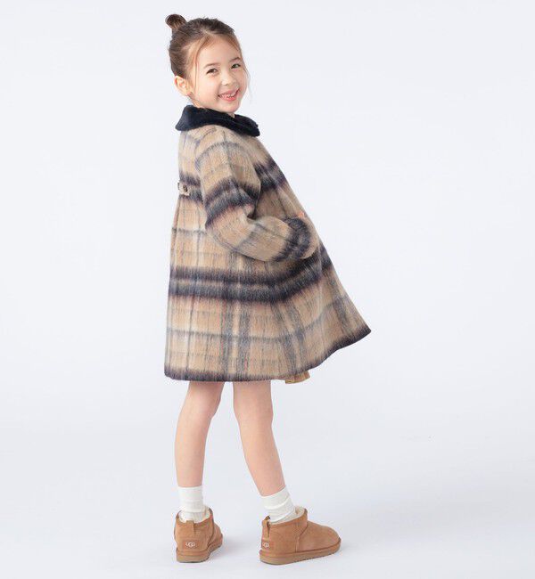 SHIPS KIDS「SHIPS KIDS:100～130cm/シャギー チェック コート」|ダッフルコート|
