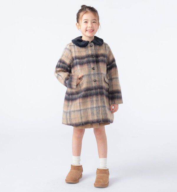 SHIPS KIDS「SHIPS KIDS:100～130cm/シャギー チェック コート」|ダッフルコート|