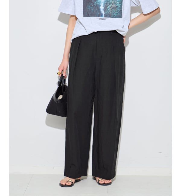 journal standard L'essage「VISリネンタックワイドパンツ」|その他|ブラック