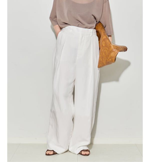 journal standard L'essage「VISリネンタックワイドパンツ」|その他|ホワイト