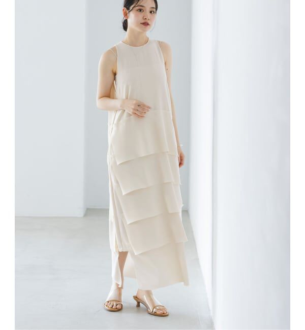 NOBLE「ROOM NO.8/ルームエイト BLACK W-SATIN NS TIERED DRESS」|ワンピース|