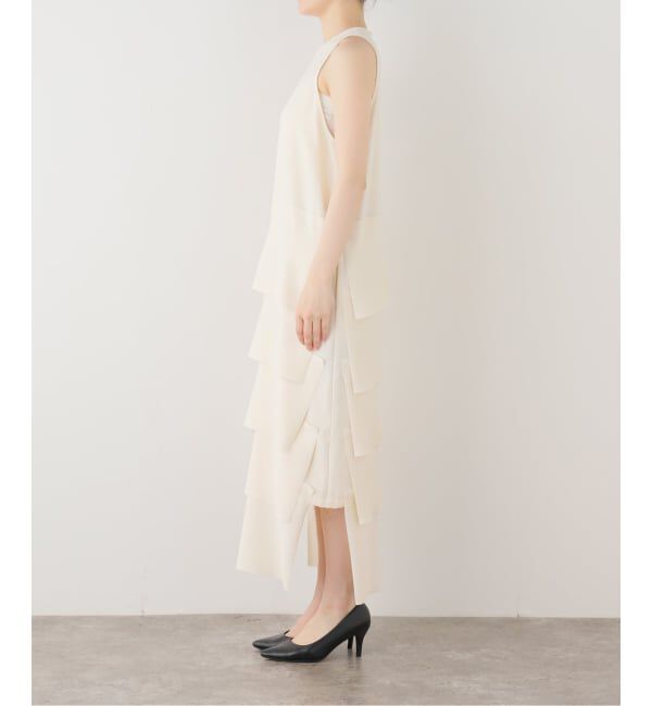NOBLE「ROOM NO.8/ルームエイト BLACK W-SATIN NS TIERED DRESS」|ワンピース|