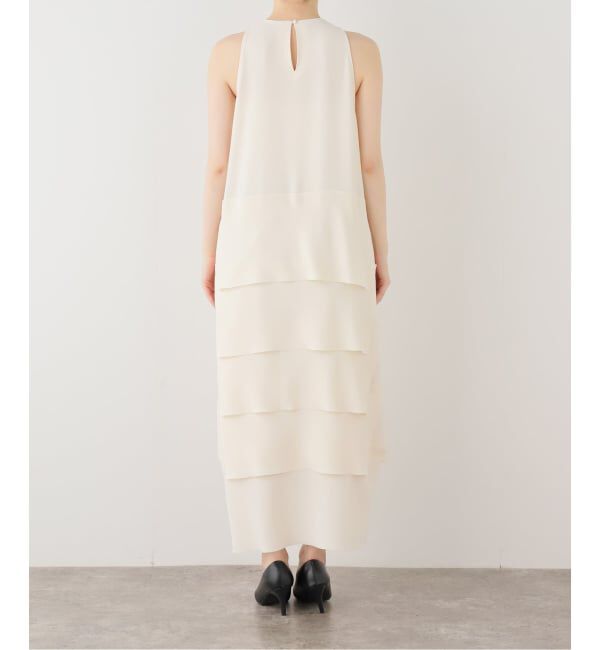 NOBLE「ROOM NO.8/ルームエイト BLACK W-SATIN NS TIERED DRESS」|ワンピース|