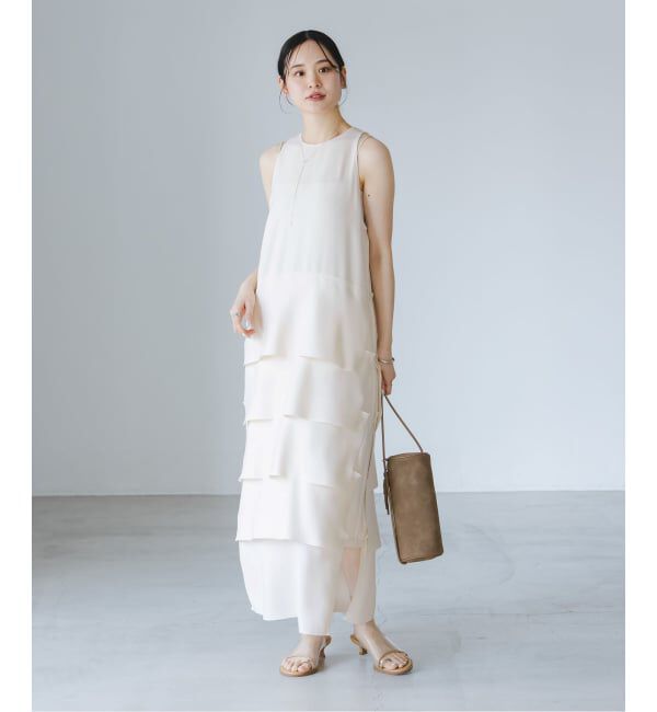 NOBLE「ROOM NO.8/ルームエイト BLACK W-SATIN NS TIERED DRESS」|ワンピース|