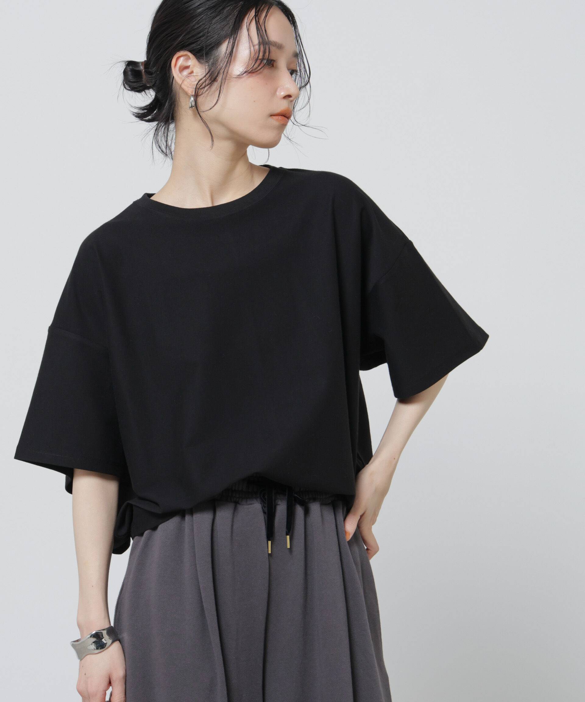 nano･universe「「Meaningful Continuity」coveross(R)ツイル調冷感プレーティング天竺Tシャツ」|Tシャツ・カットソー|