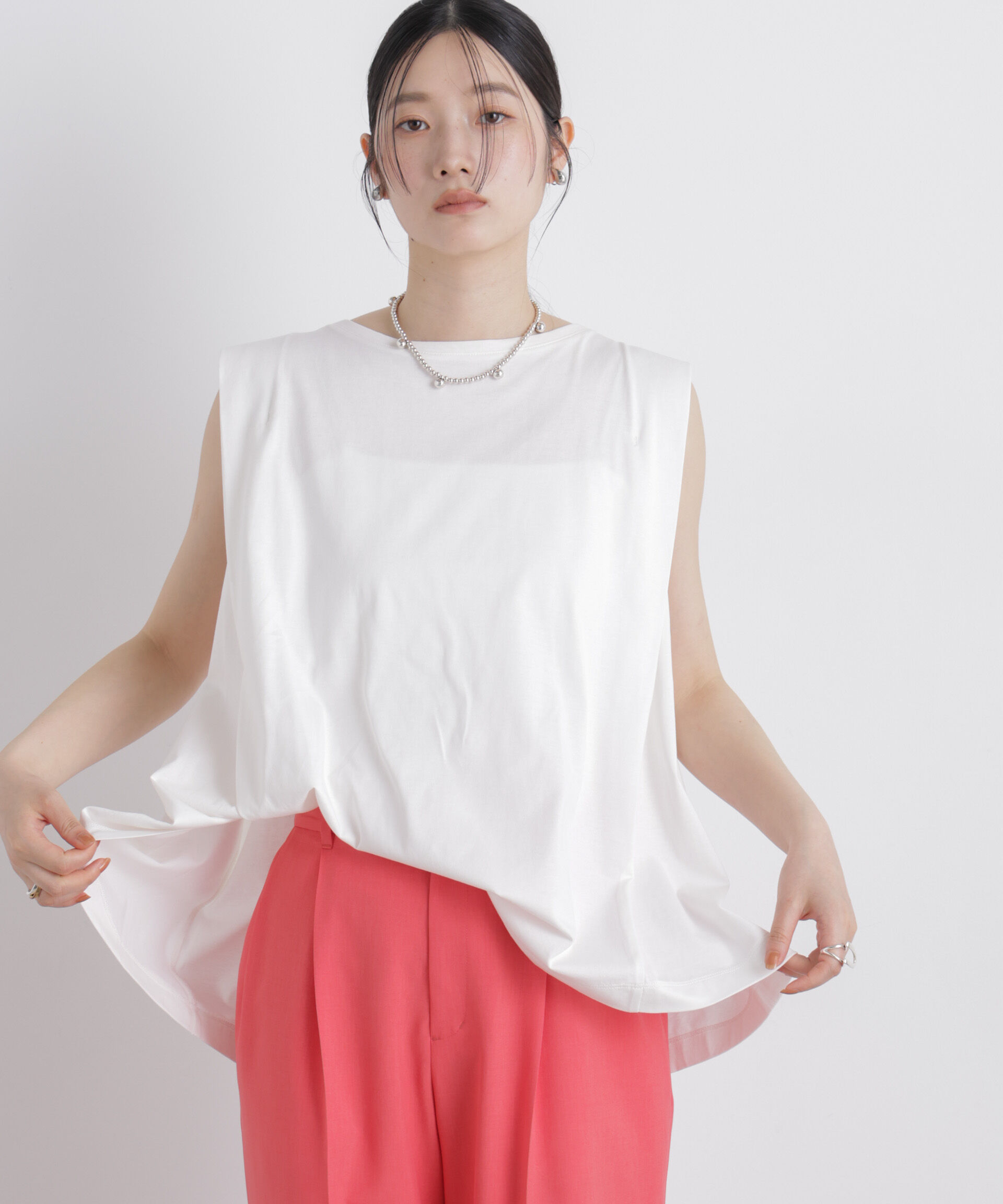 nano･universe「NANOFINE ボックスフレアカットトップス」|Tシャツ・カットソー|