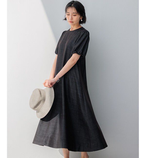 23区「【洗える】デニムライクシャンブレー ワンピース」|ワンピース|ブラック系