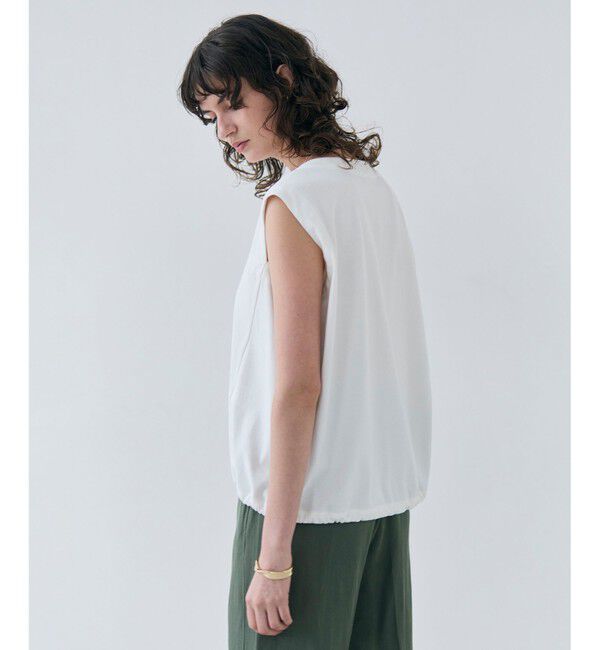 BEIGE,「【洗える】IXIA / コットンノースリーブドロストトップス」|Tシャツ・カットソー|