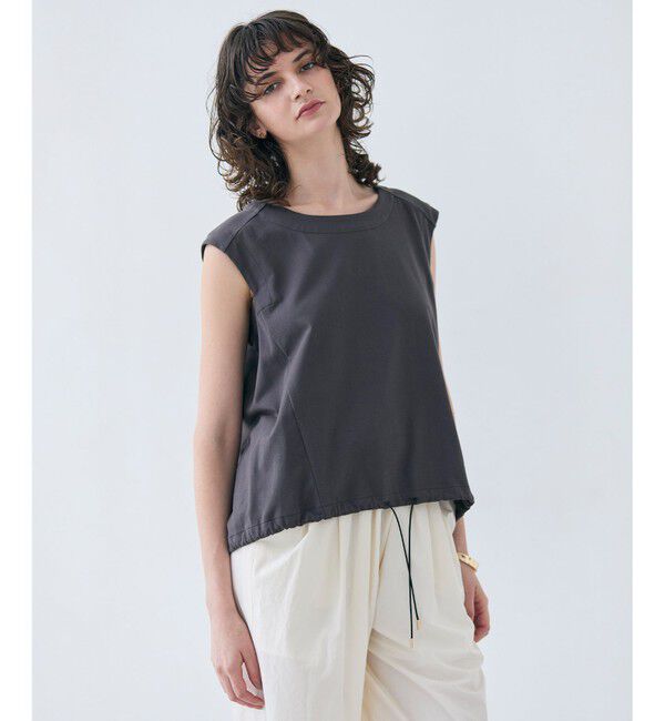 BEIGE,「【洗える】IXIA / コットンノースリーブドロストトップス」|Tシャツ・カットソー|Slate