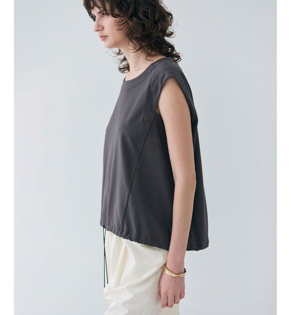 BEIGE,「【洗える】IXIA / コットンノースリーブドロストトップス」|Tシャツ・カットソー|