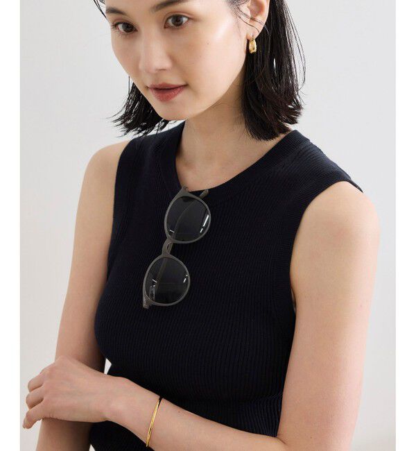 ROPE「【洗える】オーガニックコットンリブスリーブレスニット」|ニット・セーター|ネイビー(40)