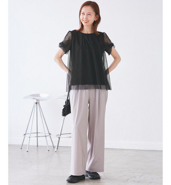 Rope&rsquo;Picnic「Cutee チュールドッキングツイストスリーブトップス/リンクコーデ」|Tシャツ・カットソー|