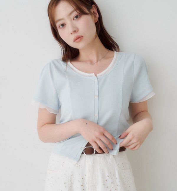  「テレコチュールTEE」|Tシャツ・カットソー|サックスブルー