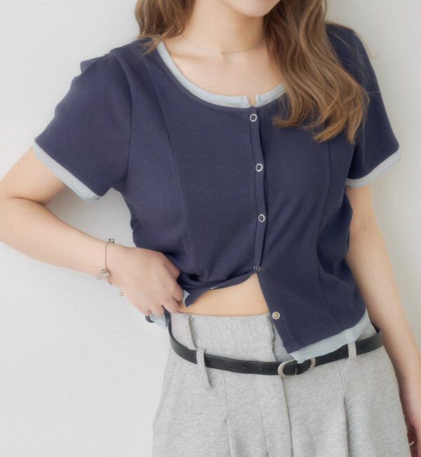  「テレコチュールTEE」|Tシャツ・カットソー|ネイビー