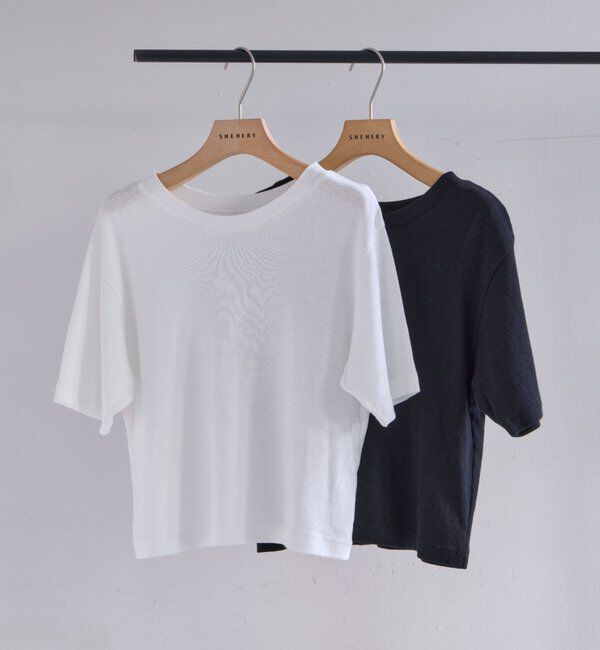  「【LUALY】【接触冷感/吸水速乾】シアープレーンチビTee」|Tシャツ・カットソー|
