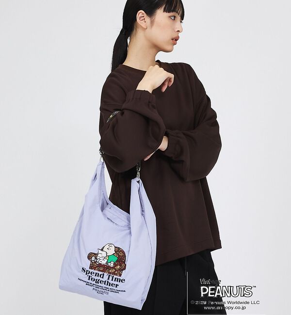 Rouge vif「【PEANUTS/ピーナッツ】ストラップ付ショッパーバッグ/スヌーピー/エコバッ」|エコバッグ|ラベンダー