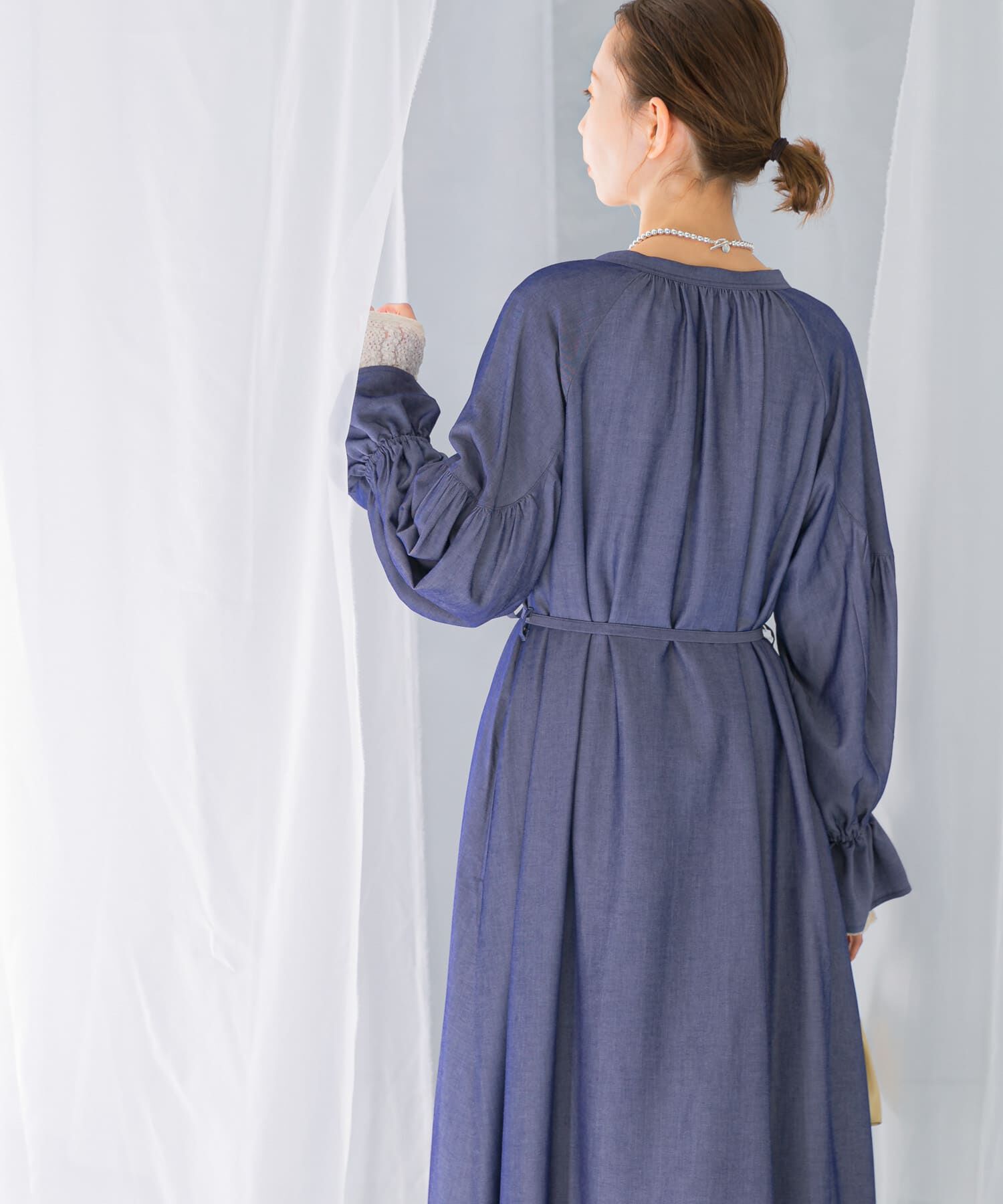 URBAN RESEARCH ROSSO「デニムライクギャザーワンピース」|ワンピース|