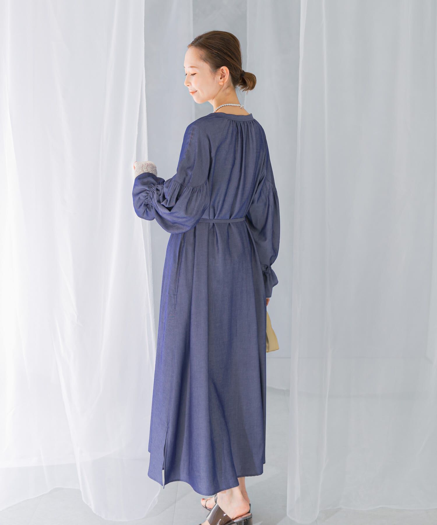URBAN RESEARCH ROSSO「デニムライクギャザーワンピース」|ワンピース|