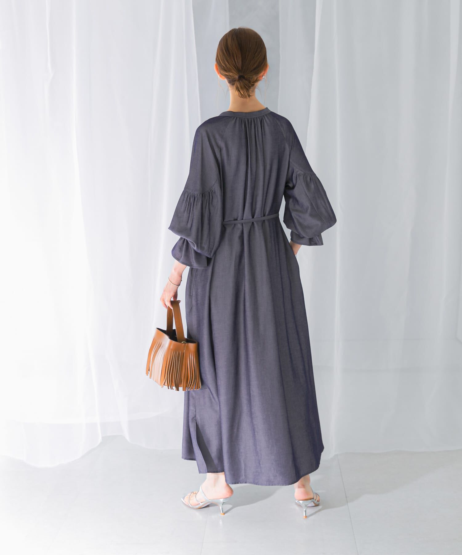 URBAN RESEARCH ROSSO「デニムライクギャザーワンピース」|ワンピース|