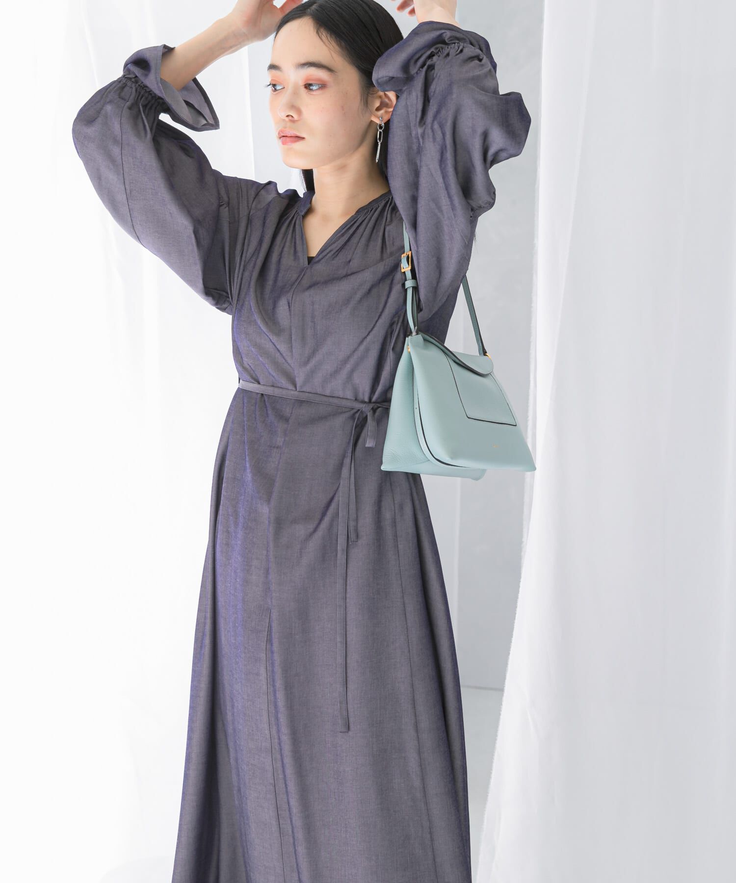 URBAN RESEARCH ROSSO「デニムライクギャザーワンピース」|ワンピース|