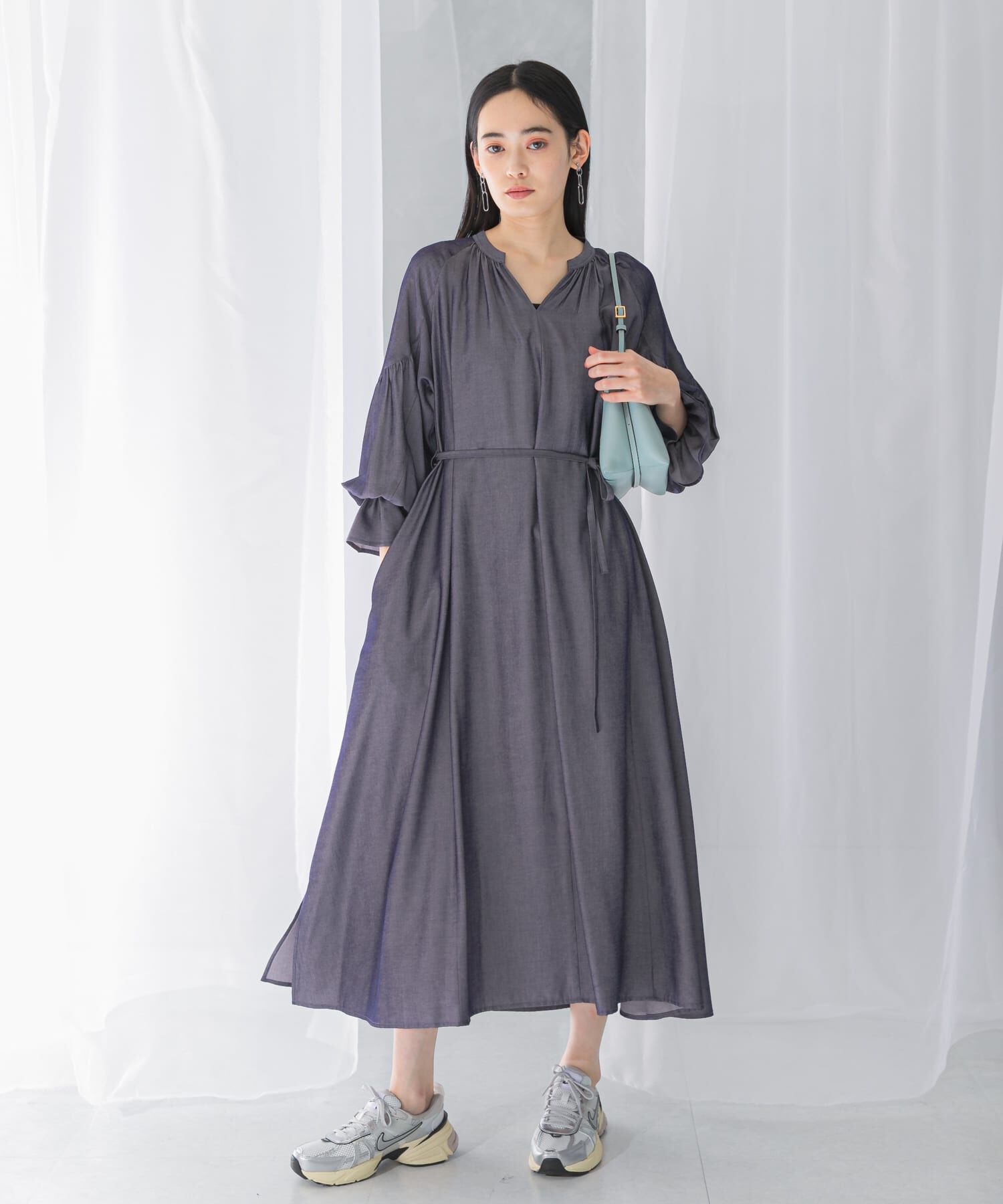 URBAN RESEARCH ROSSO「デニムライクギャザーワンピース」|ワンピース|