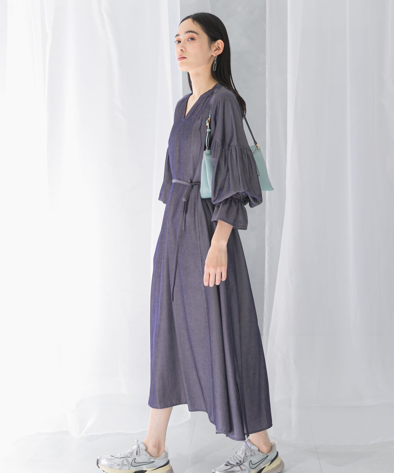 URBAN RESEARCH ROSSO「デニムライクギャザーワンピース」|ワンピース|