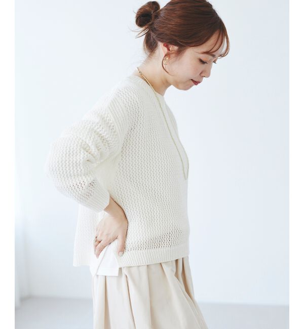 le.coeur blanc「《手洗い可能》テープヤーンメッシュプルオーバー」|ニット・セーター|