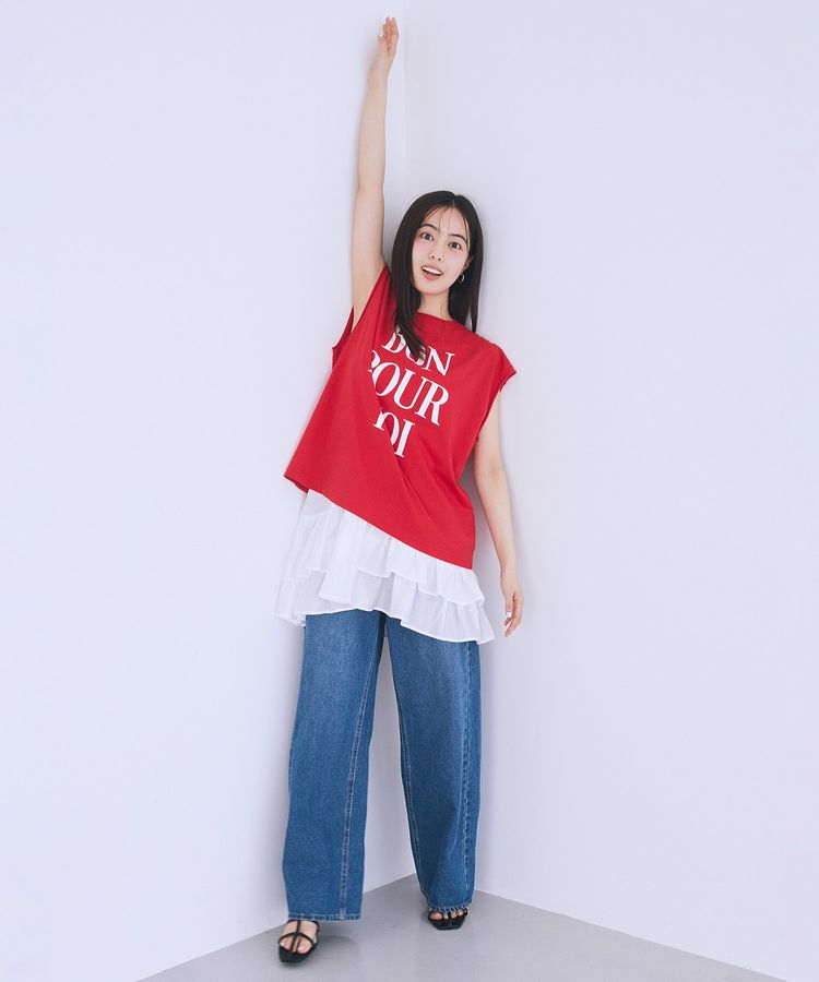 earth music&ecology「フレンチスリーブプリントTシャツ」|Tシャツ・カットソー|