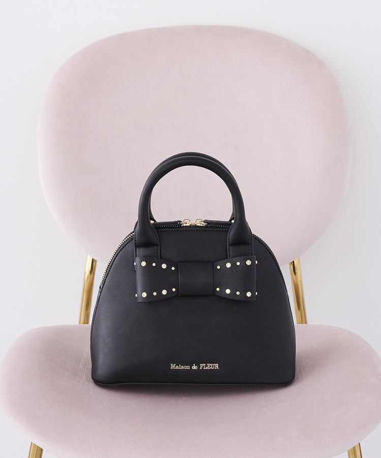 Maison de FLEUR「リボンハーフムーン2Wayバッグ」|ハンドバッグ|ブラック
