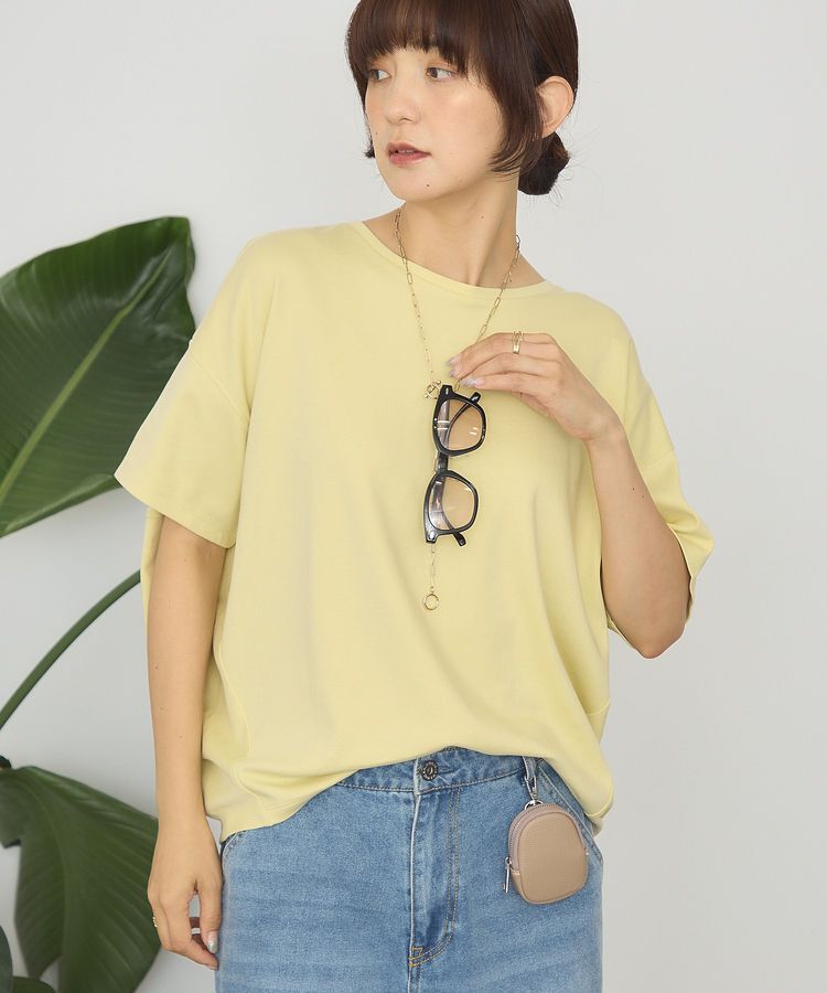AMERICAN HOLIC「【接触冷感+UVカット】半袖コクーンカットプルオーバー」|Tシャツ・カットソー|Yellow