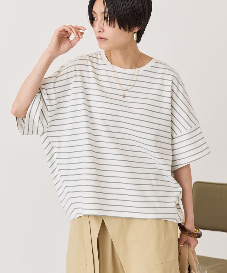AMERICAN HOLIC「【UVカット・接触冷感】ボーダーコクーンプルオーバー」|Tシャツ・カットソー|