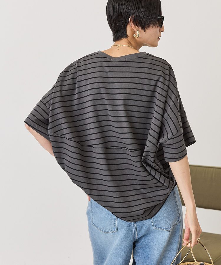 AMERICAN HOLIC「【UVカット・接触冷感】ボーダーコクーンプルオーバー」|Tシャツ・カットソー|