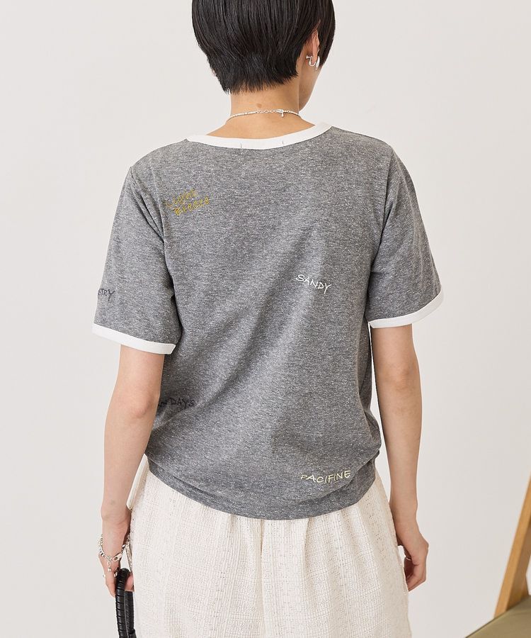 AMERICAN HOLIC「ランダムロゴ刺繍リンガーTシャツ」|Tシャツ・カットソー|
