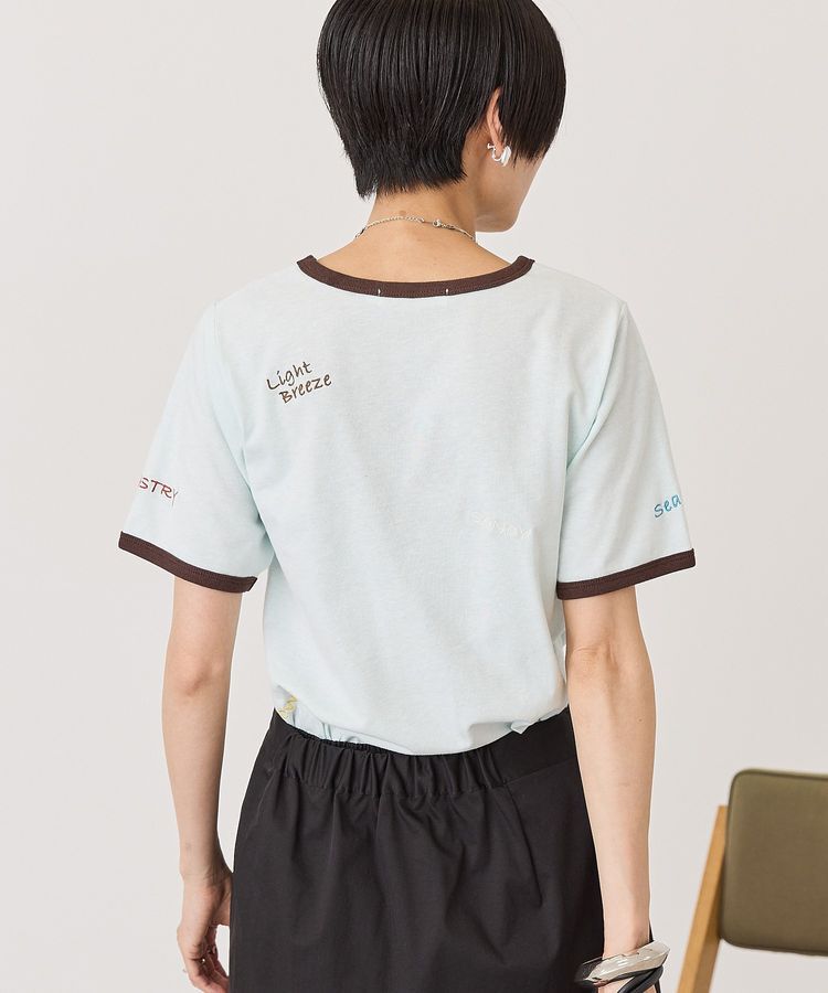 AMERICAN HOLIC「ランダムロゴ刺繍リンガーTシャツ」|Tシャツ・カットソー|