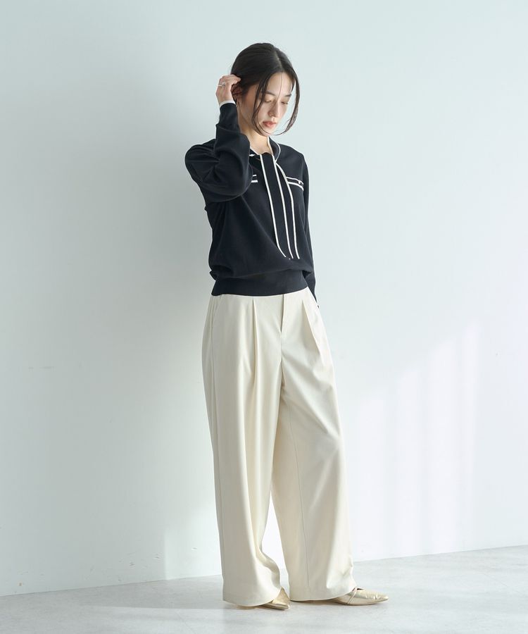YECCA VECCA「ベルテッドカルゼ起毛ワイドパンツ」|その他|