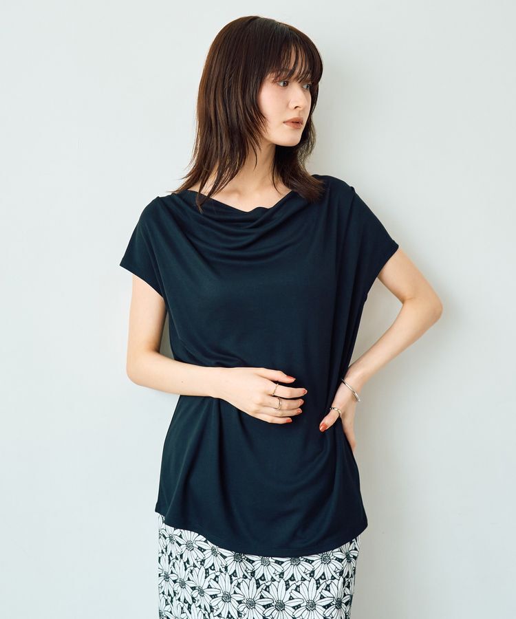 YECCA VECCA「【接触冷感】ドレープカットトップス」|Tシャツ・カットソー|Black