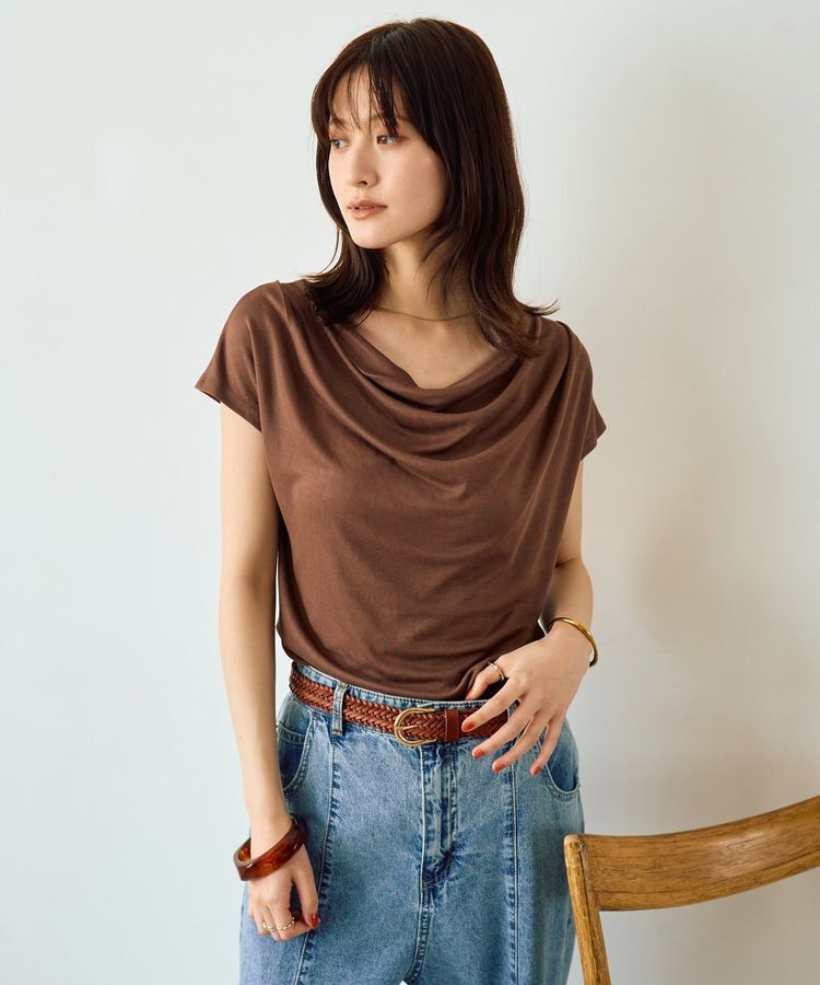 YECCA VECCA「【接触冷感】ドレープカットトップス」|Tシャツ・カットソー|