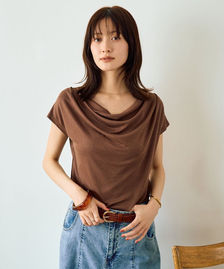 YECCA VECCA「【接触冷感】ドレープカットトップス」|Tシャツ・カットソー|