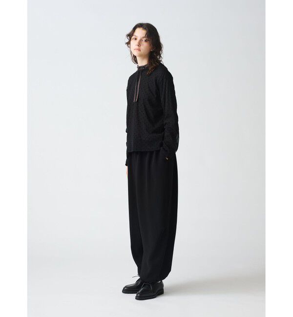 mizuiro ind「mizuiro ind メッシュドットクルーネックプルオーバー」|シャツ・ブラウス|