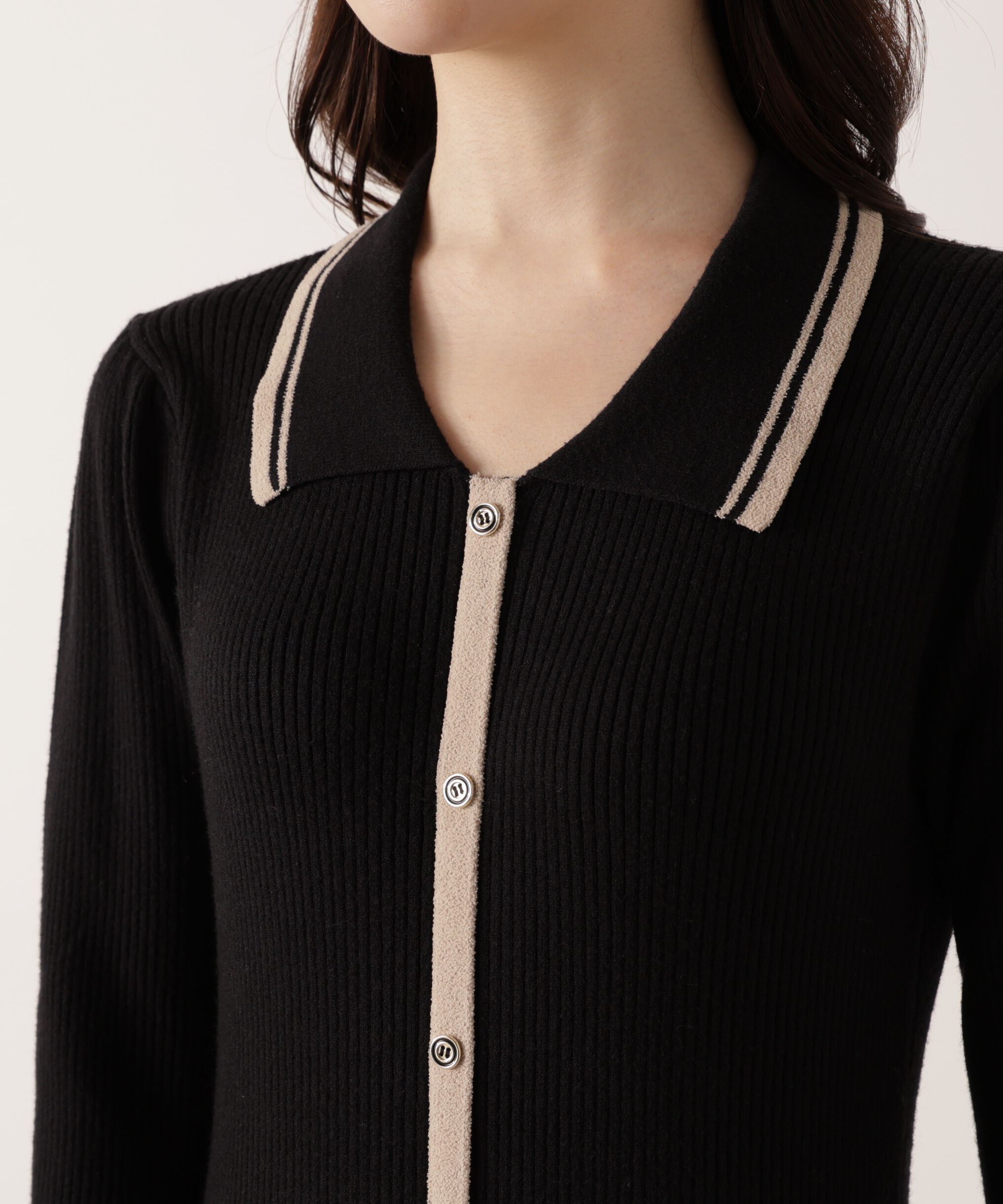 PROPORTION BODY DRESSING「《EDIT COLOGNE》バイカラー衿ニットワンピース 25AW」|ワンピース|