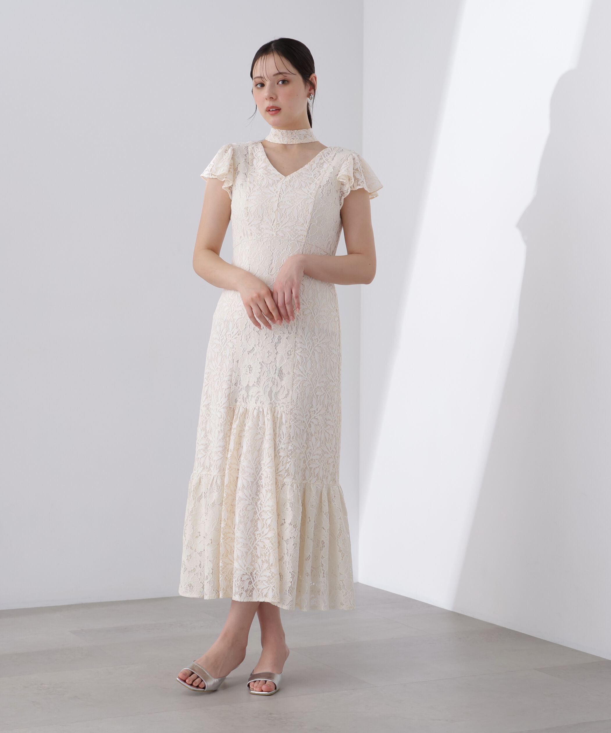 PROPORTION BODY DRESSING「〈Lou Lou fee（ルルーフェ）〉タイ付きレースワンピース」|ワンピース|