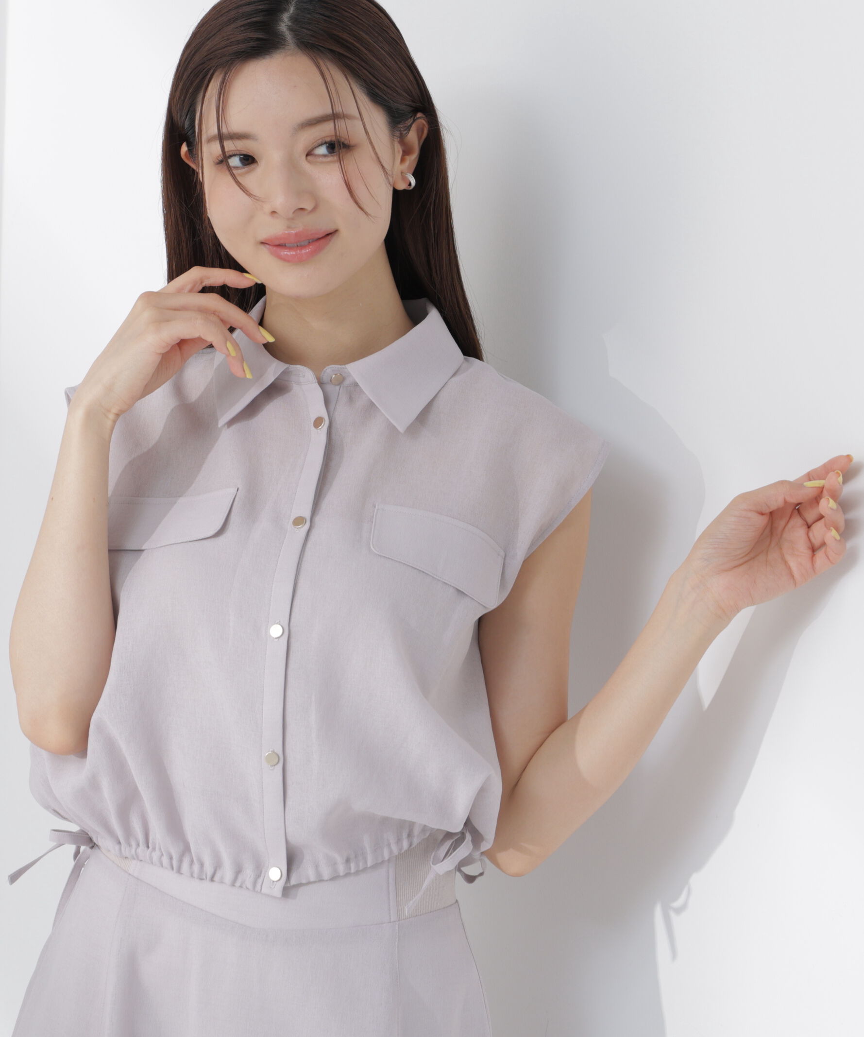 PROPORTION BODY DRESSING「フレンチスリーブ短丈シャツ」|シャツ・ブラウス|アイスグレー