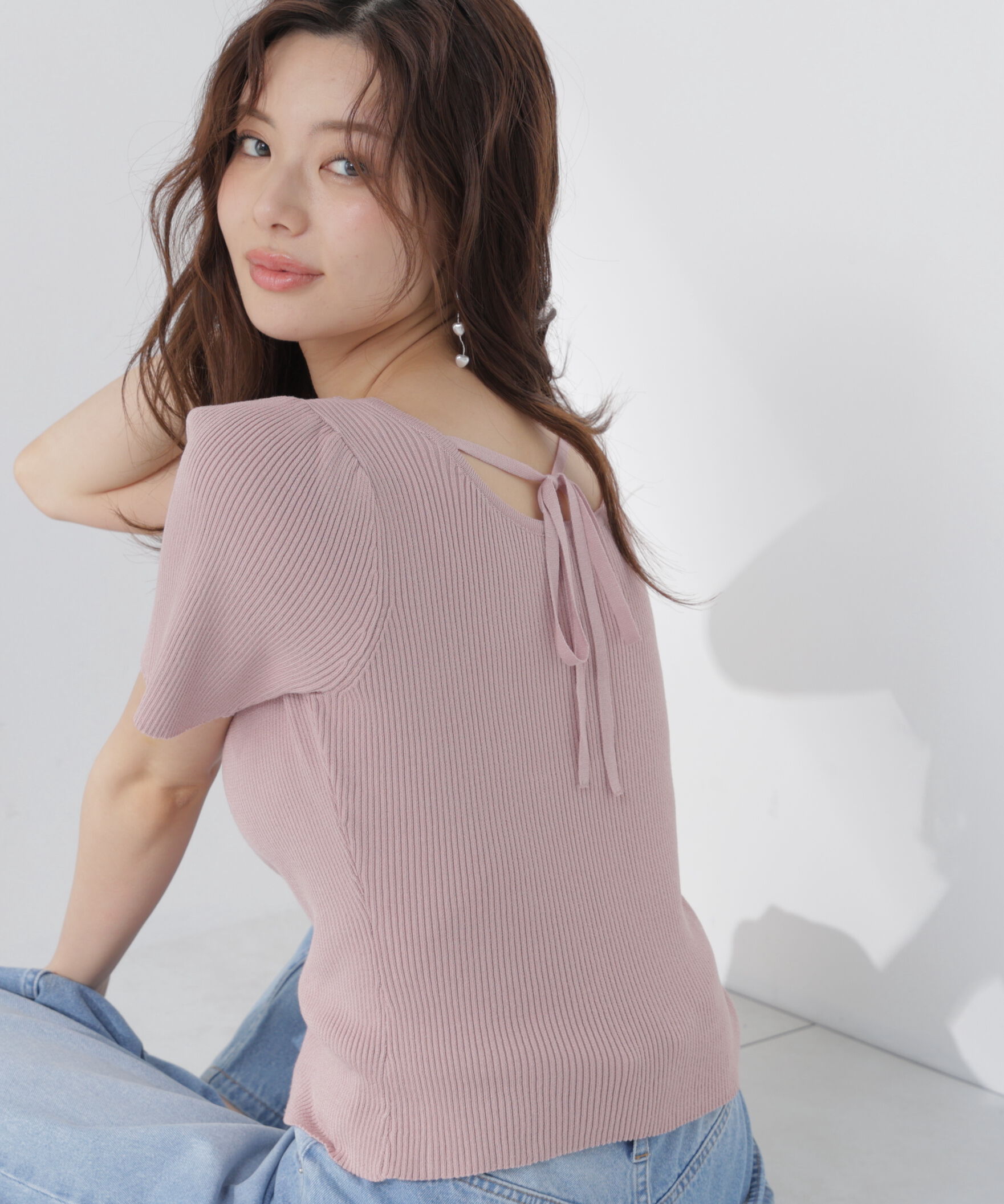 PROPORTION BODY DRESSING「前後2wayストラップラウンドリブニット」|ニット・セーター|ピンク