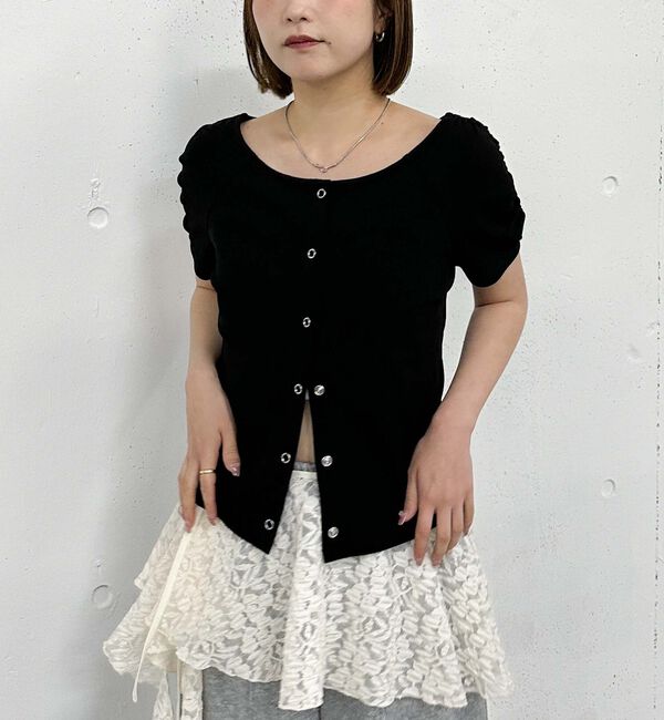 archives「花柄アソートワッフルカットＴＯＰＳ」|Tシャツ・カットソー|BLACK