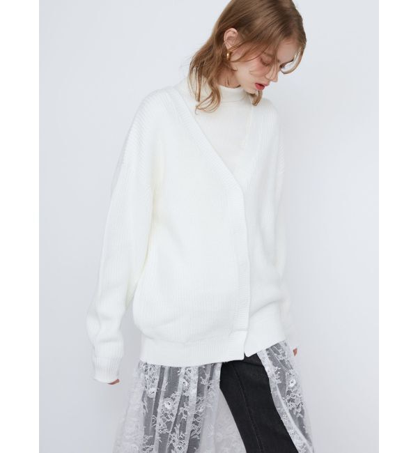 CALNAMUR「レース&times;ニットロングカーディガン」|カーディガン|