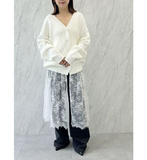 CALNAMUR「レース&times;ニットロングカーディガン」|カーディガン|